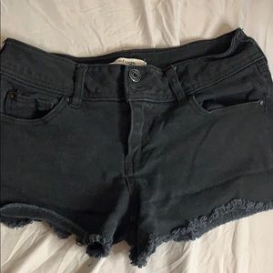 Black denim shorts